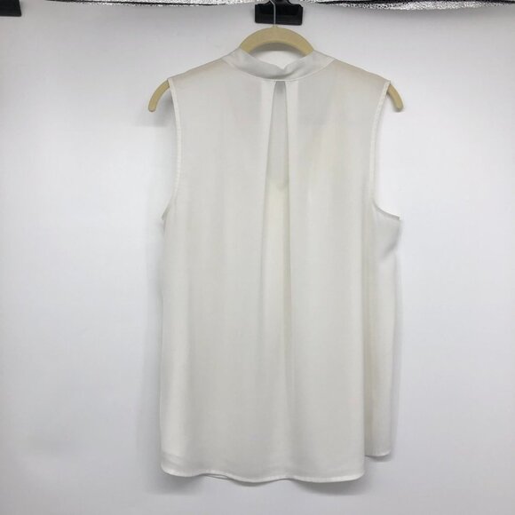 RW&Co White tied V-Neck sleevless blouse LG office capsule wardrobe Large - Picture 2 of 16